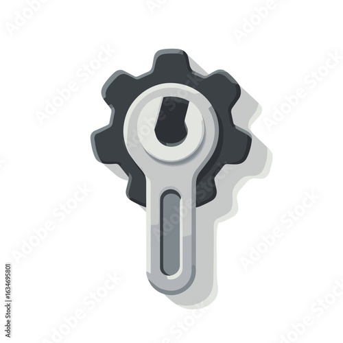 Gear wrench used for adjusting machinery in a workshop setting during daytime