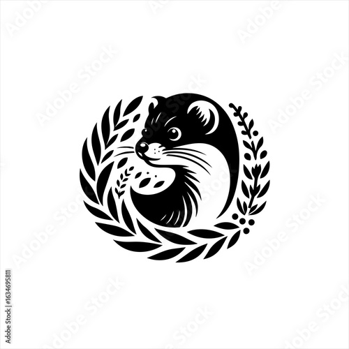 Weasel in laurel wreath