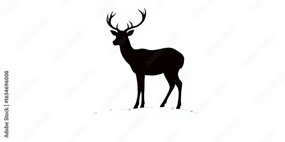 Fototapeta premium Single, simple deer silhouette against a white background, background, deer