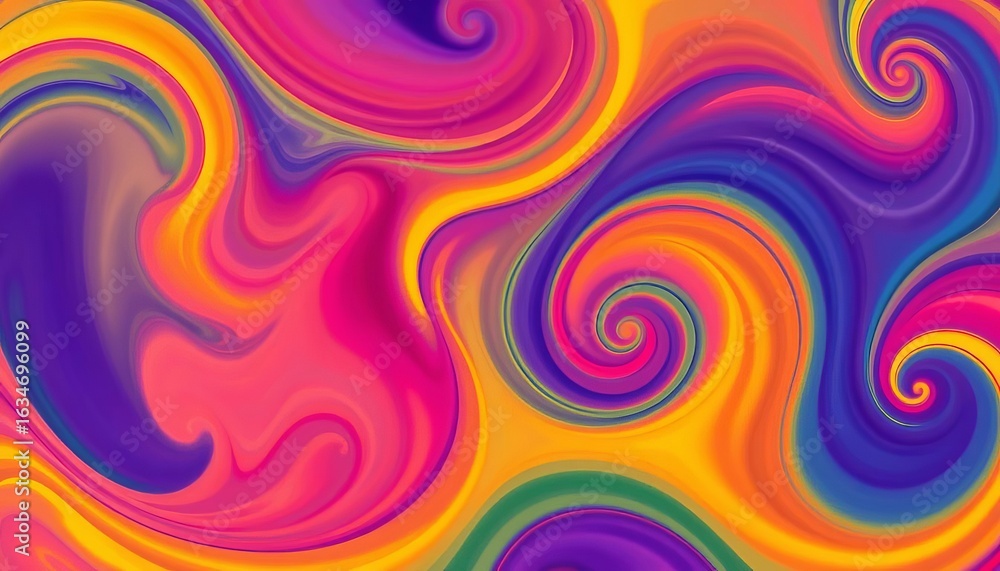 Obraz premium Vibrant, swirling abstract forms in bold hues, vibrant, screen