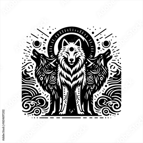 Three wolves howling