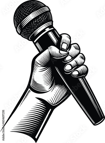 hand holding microphone eps vector on white background