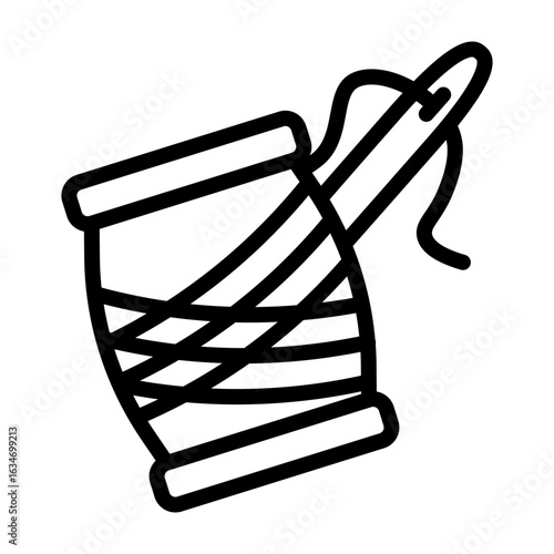 Embroidery Thread Vector Line Icon Design
