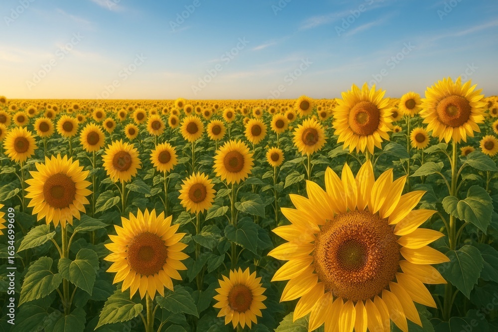 Fototapeta premium Vibrant sunflower field landscape