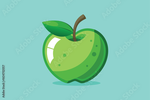 flat-design-illustration-of-a-green-apple-with-a-l.eps