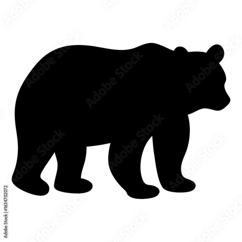Majestic Bear Silhouette in Black and White, a Powerful Forest Symbol