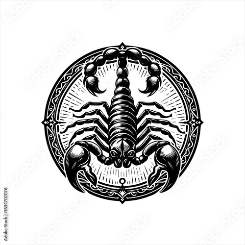 Scorpion emblem with ornate details