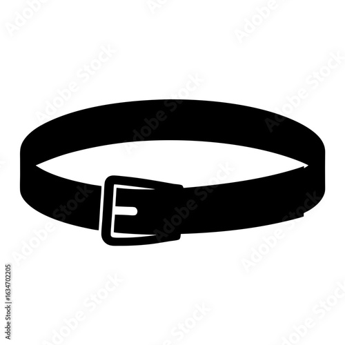 Black leather belt with a silver buckle on a white background