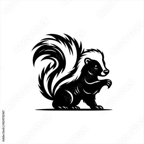 Skunk illustration with bushy tail