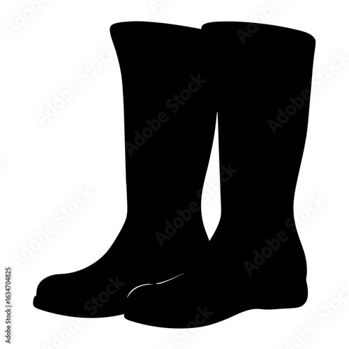 Black silhouette of two rain boots used for gardening or general work