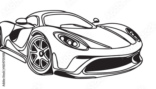 Continuous one single minimal line drawing roadster car