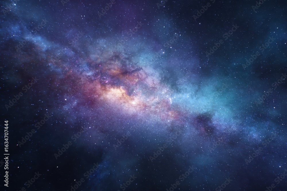 Fototapeta premium Vibrant nebula swirls amidst a vast cosmic background showcasing the beauty of the universe in deep space exploration