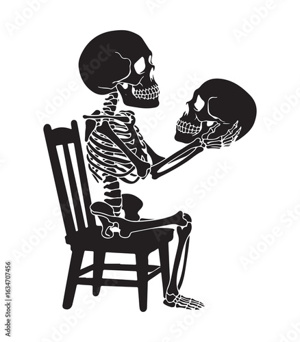Hamlet Skeleton Holding Skull Silhouette