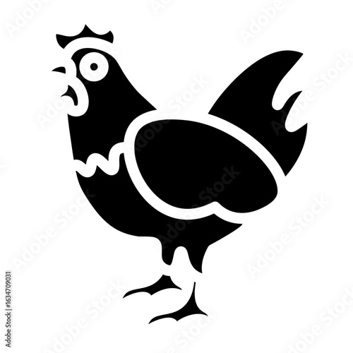 Chicken Vector Glyph Icon Design