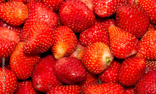 Garden strawberries are washed.Strawberry.Ripe sweet strawberries without peel.Against the background of strawberries.Bright red and ripe strawberries.
