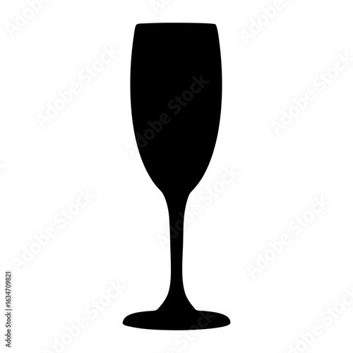 Elegant black champagne flute silhouette perfect for toasts and celebrations design
