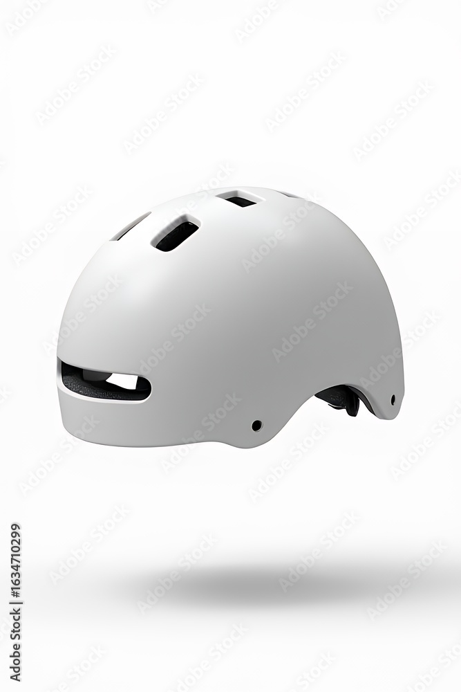 Fototapeta premium White Bicycle Helmet on White Background