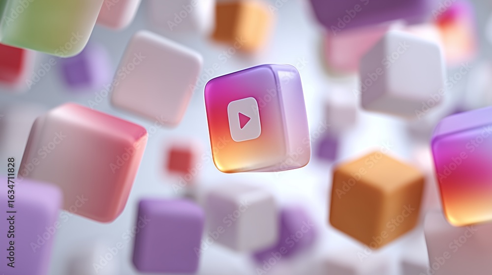 Fototapeta premium colorful abstract ui elements floating on white digital background