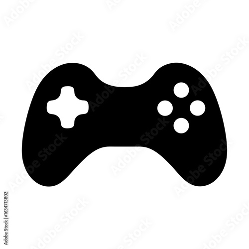 Simple black and white vector illustration of a traditional video game controller