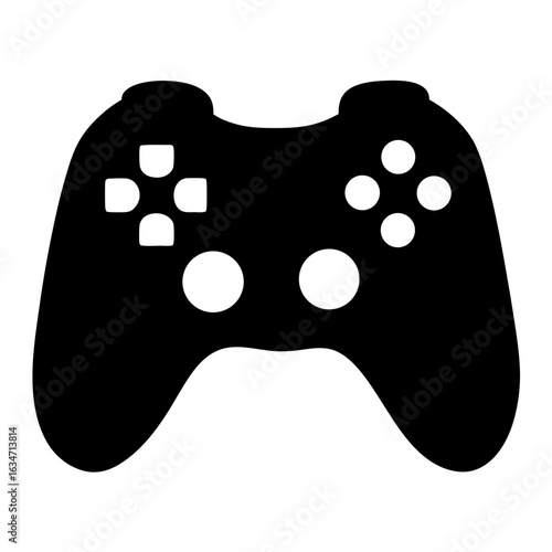 Classic black video game controller for entertainment and interactive gameplay systems