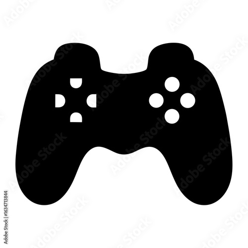 Black and White Video Game Controller Icon with Classic Button Layout