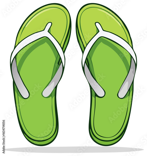 Vibrant green summer flip flops for casual beach and poolside wear