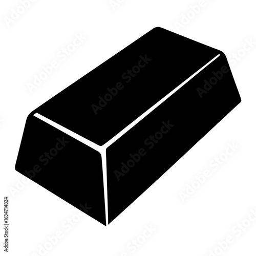 Illustration of a stylized shiny black gold bullion or bar, isolated