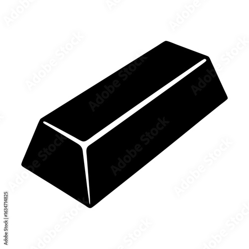 Black and white illustration of a bullion bar, a precious metal ingot