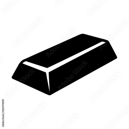Gold bar icon for wealth or finance themes, Black silhouette of a gold or bullion bar, often used in finance, investment, banking, and wealth-related graphic designs or icons.
