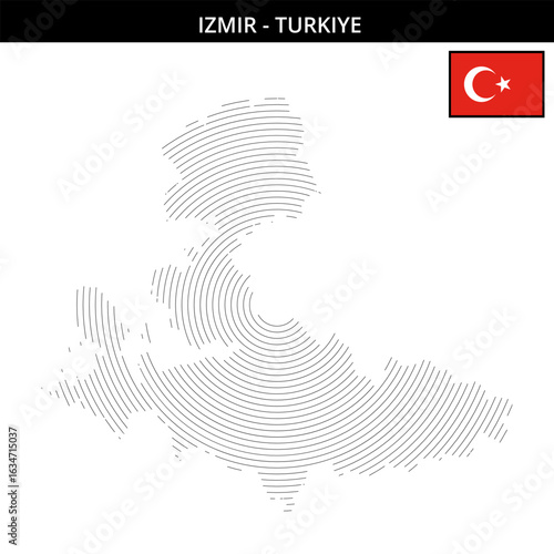 Izmir Turkey with its unique geographical map design