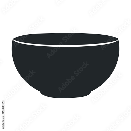 Black silhouette of simple bowl with white outline