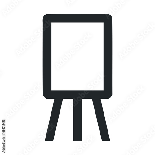 Minimalist black easel silhouette on white background design element