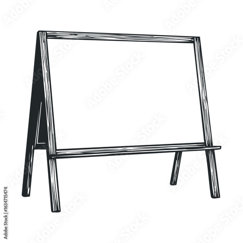 Blank wooden chalkboard easel display on white background