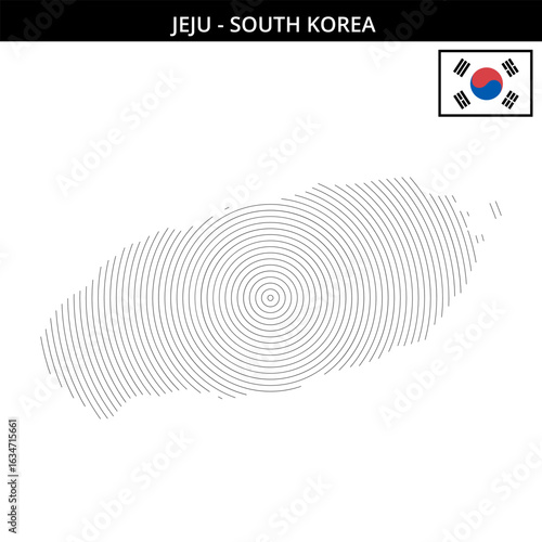 Jeju South Korea with its unique geographical map outline