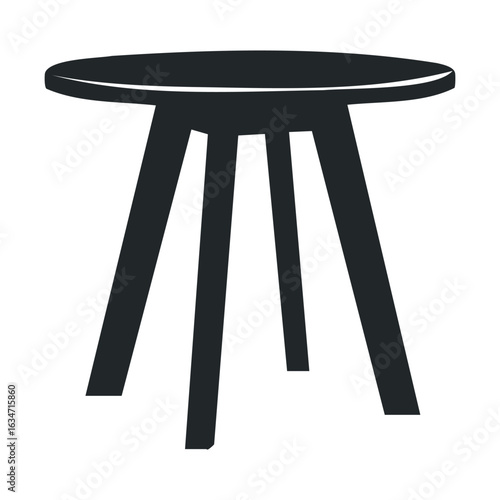 Minimalist black three-legged stool icon design on white background