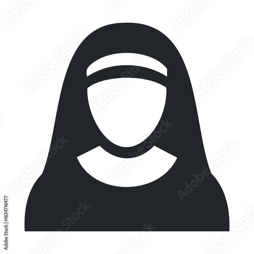 Female silhouette icon with headscarf: gender and cultural representation