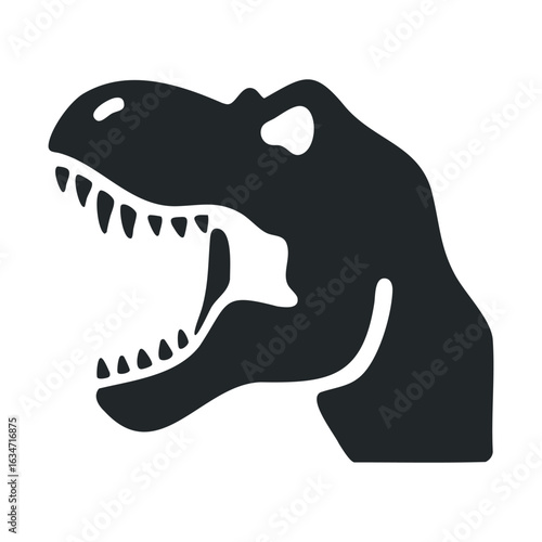 Silhouette of tyrannosaurus rex head with open jaw