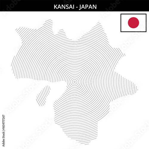 Kansai region maps with country flag details