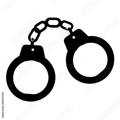 Isolated Handcuffs Illustrating Law Enforcement and the Criminal Justice System Concept