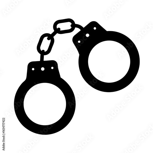 Black and white silhouette of handcuffs representing law enforcement and justice