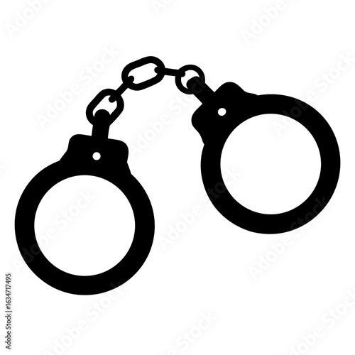 A stylized illustration of handcuffs representing law enforcement or captivity