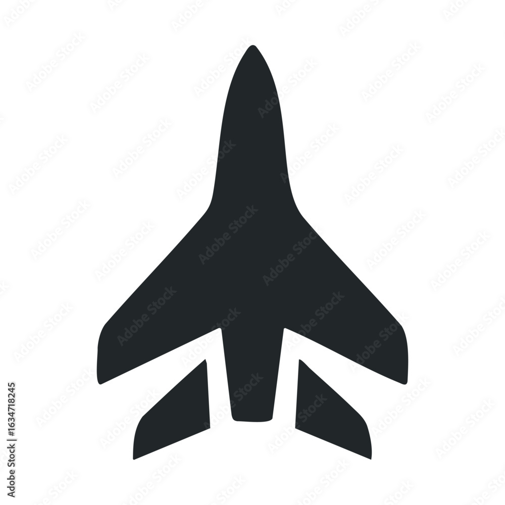 Fototapeta premium Black airplane silhouette icon on white background