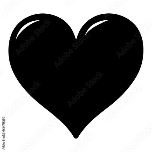Glossy black heart symbolizing love, passion, emotion, and deeply felt affection