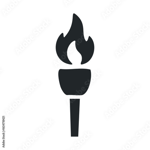 Simple black torch icon with flame silhouette