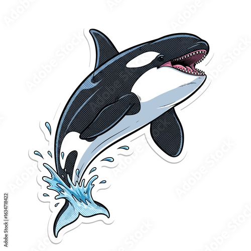 Majestic Killer Whale: Capturing the awe-inspiring sight of a killer whale breaching the surface, displaying its power and grace.