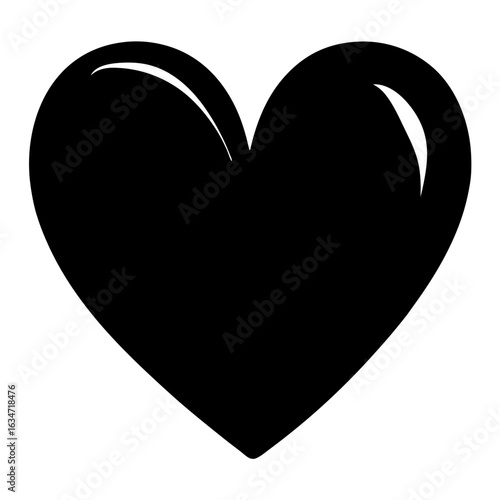 A shiny black heart with a minimalist aesthetic for expressing love