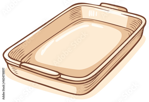 Empty cartoon baking pan, rectangle dish for oven cooking food, casserole dish
