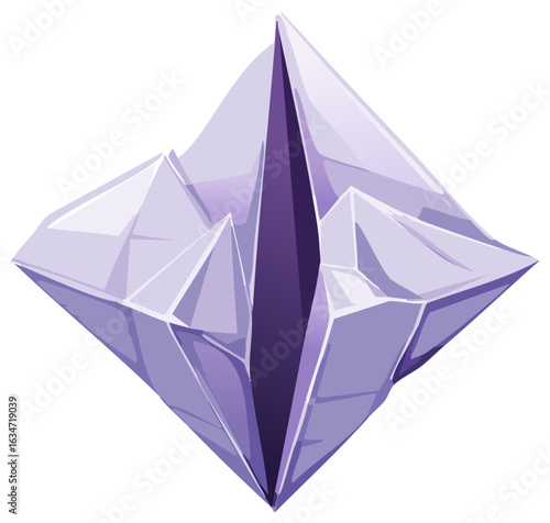 A raw purple magic crystal illustration with sharp facets and shiny highlights