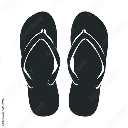 Black flip-flops silhouette on white background