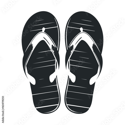 Monochrome flip-flops illustration: simple black and white sandals design